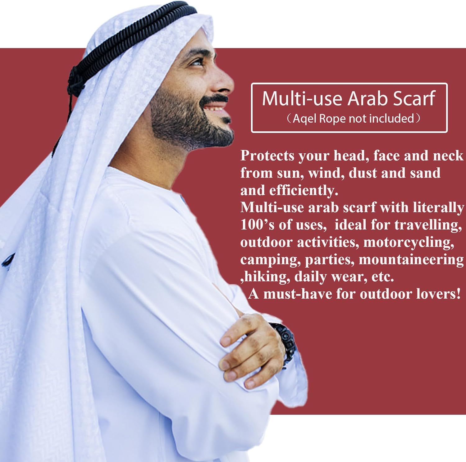 Head Scarf Keffiyeh Shemagh Turban Head Wrap Muslim Arab Saudi Dubai Headwear for Men Women thumbnail