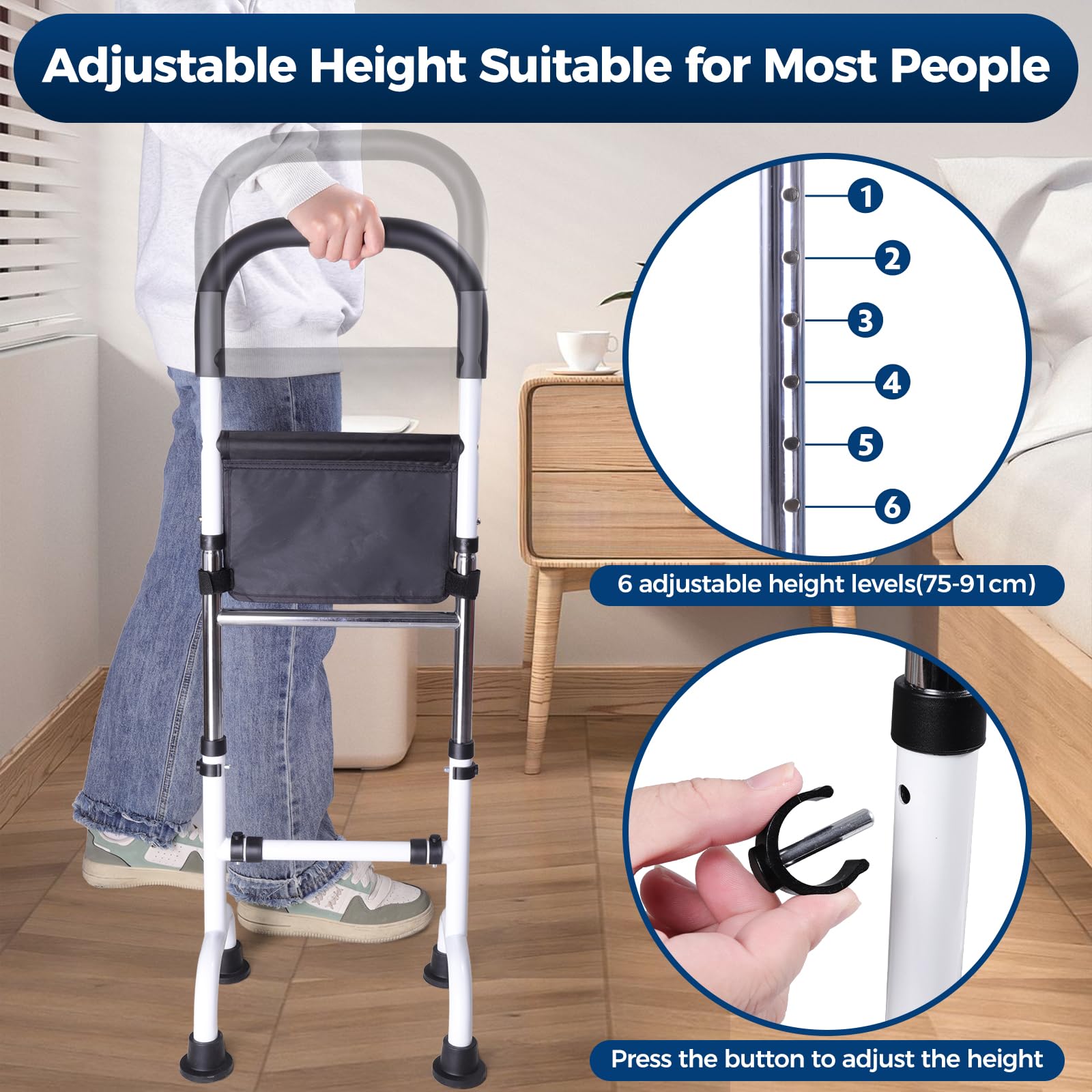 lefeke Aiuto in piedi per anziani, ausili per la deambulazione per anziani, ausili per la mobilità del letto di casa, pavimento del WC e divano, altezza regolabile