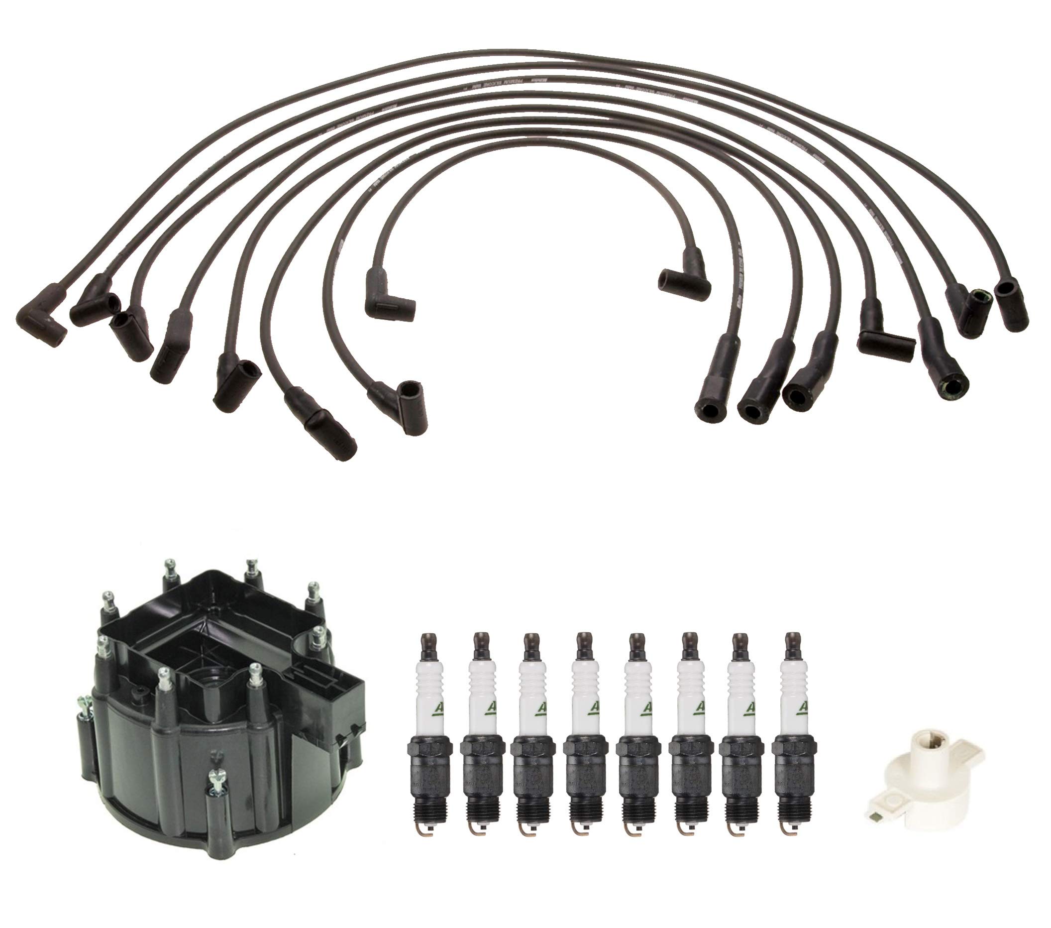 Ignition Kit Distributor Rotor Cap Wire Spark Plugs for Chevy Bucik GMC
