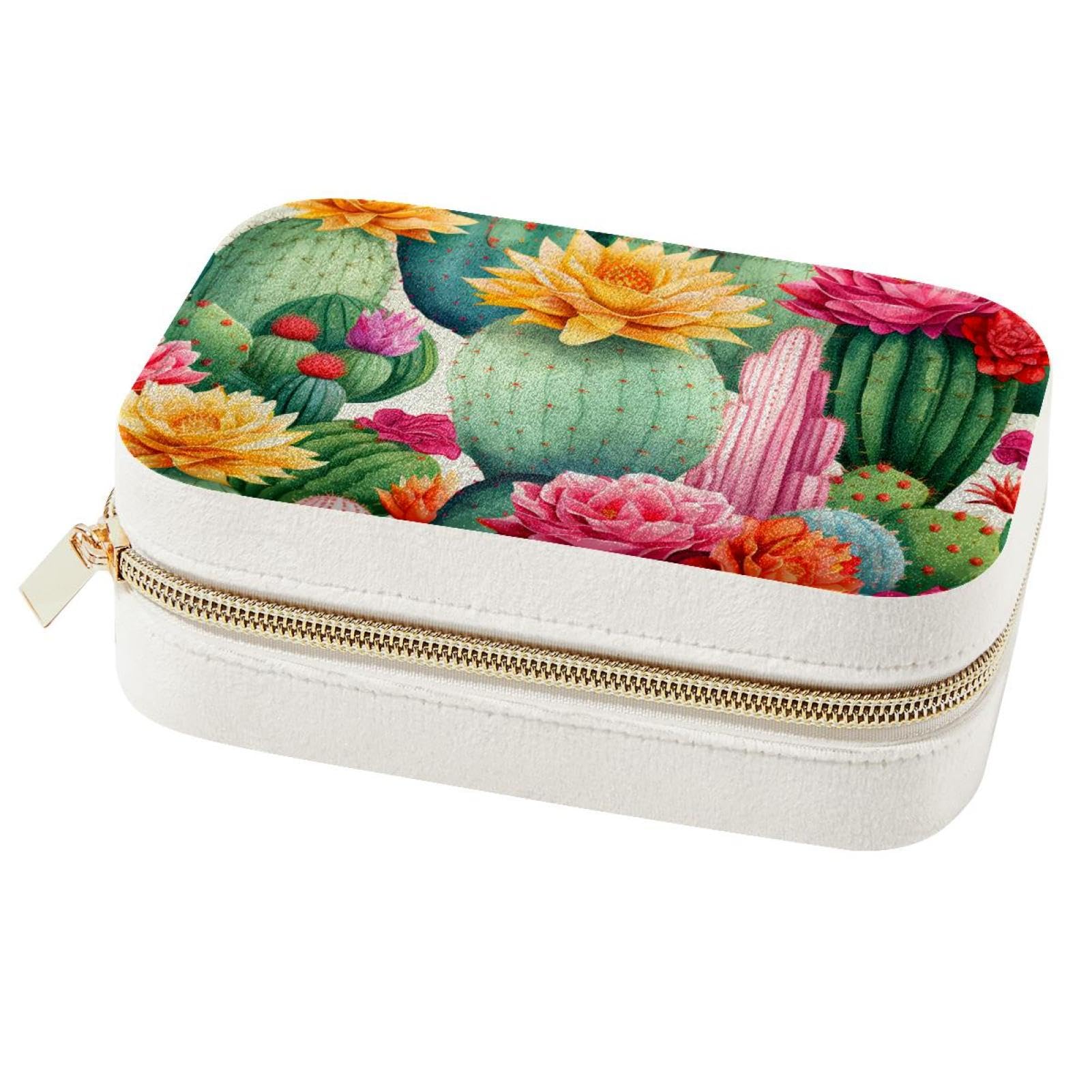 Boîte à bijoux cactus portable pour voyage et rangement bagues