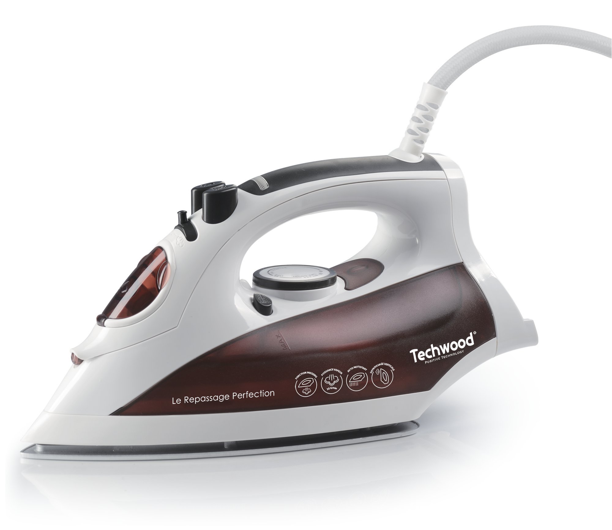 Techwood a ̀ plancha marrón y color blanco