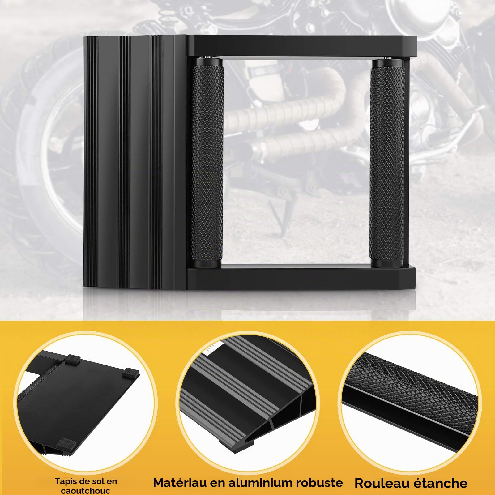 Support de Nettoyage Roue Moto Aluminium, Rampe Pratique, 500 LBS