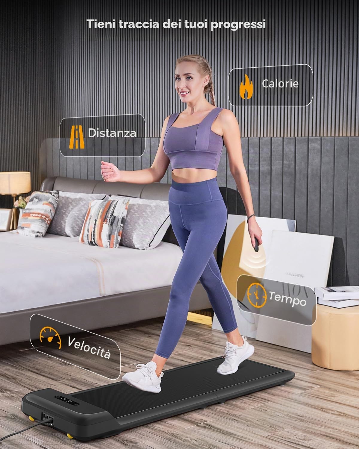 WALKINGPAD Tapis Roulant C2 (S1), Tapis Roulant Elettrico Pieghevole Sotto la Scrivania, 6 km/h, per Casa e Ufficio, con Telecomando e App
