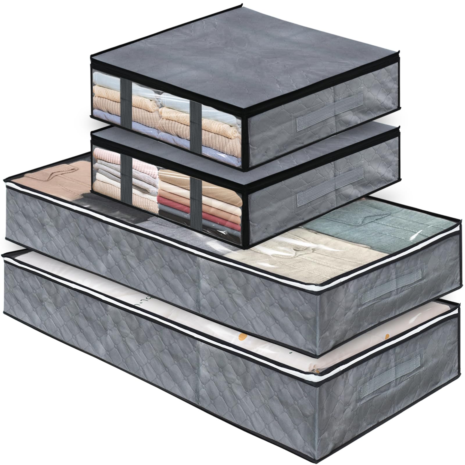 BEISHDIA 4Pack Under Bed Storage Containers,Plastic Under