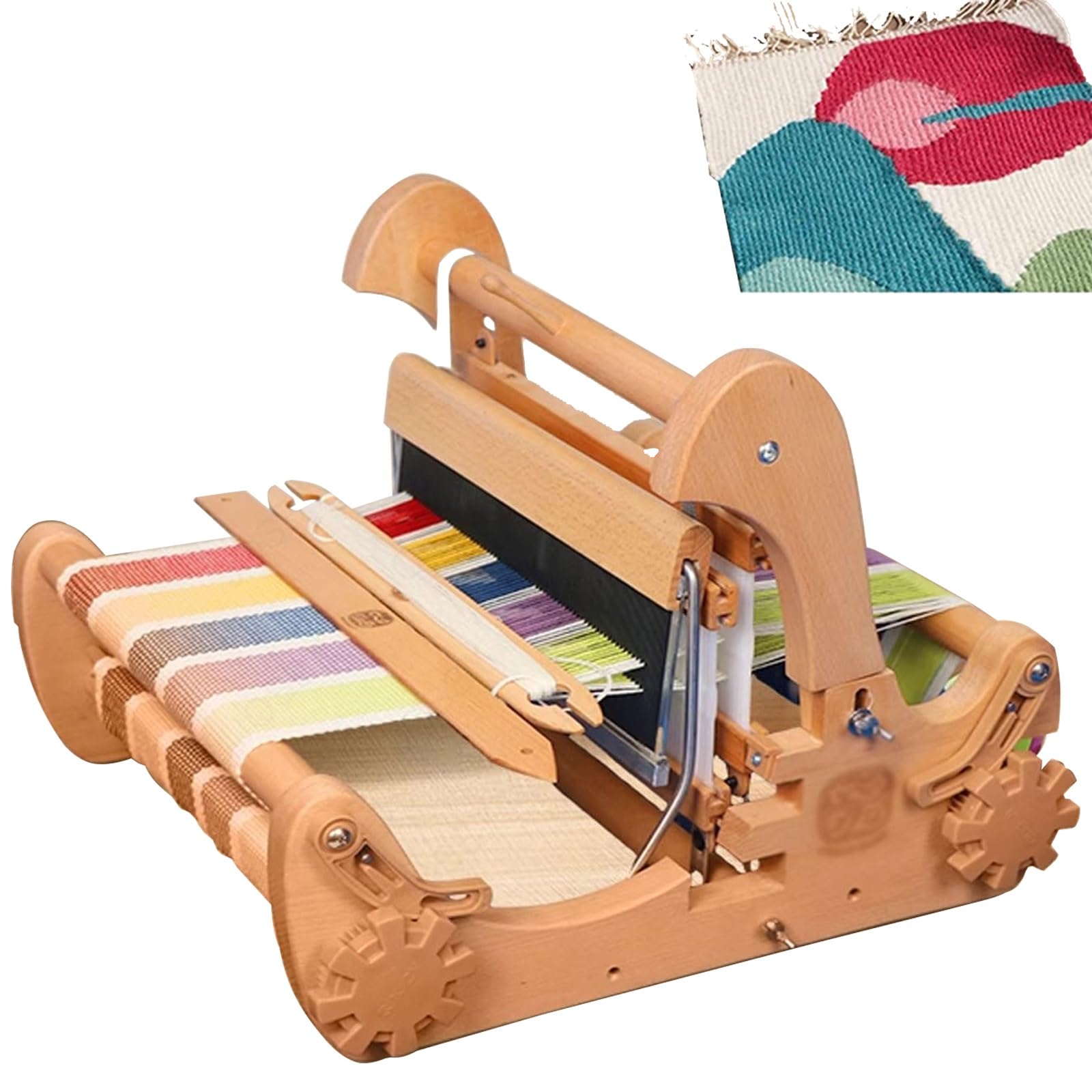 Tischwebstuhl aus Holz, Faltbarer 300-mm-Webstuhl-Bausatz, kleine DIY-Handstrickmaschine mit Einstellbarer Stoffdichte, Webrahmen-Webstuhl, für Anfänger und Erwachsene