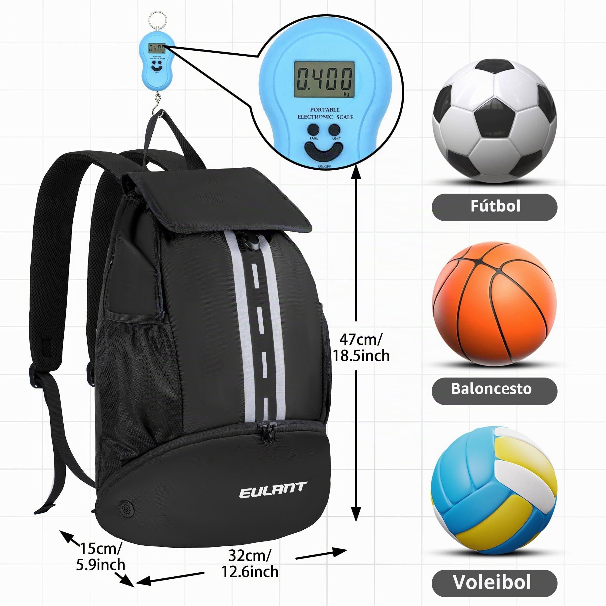 EULANT Mochila Futbol Impermeable con Zapatillero Bolsa Deporte para Balonmano Voleibol Natación