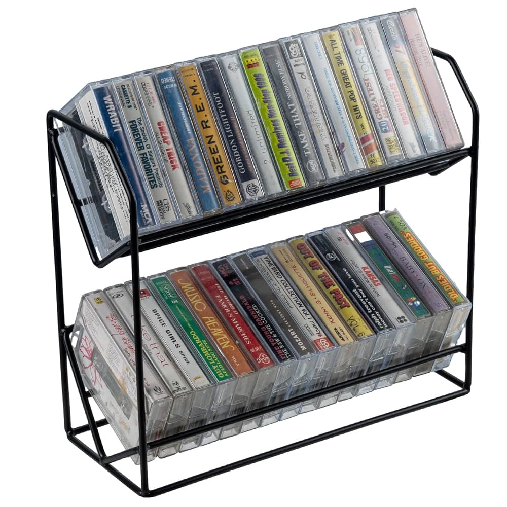 Amazon｜MyGift 2段カセットテープ収納ラック、クラシックな