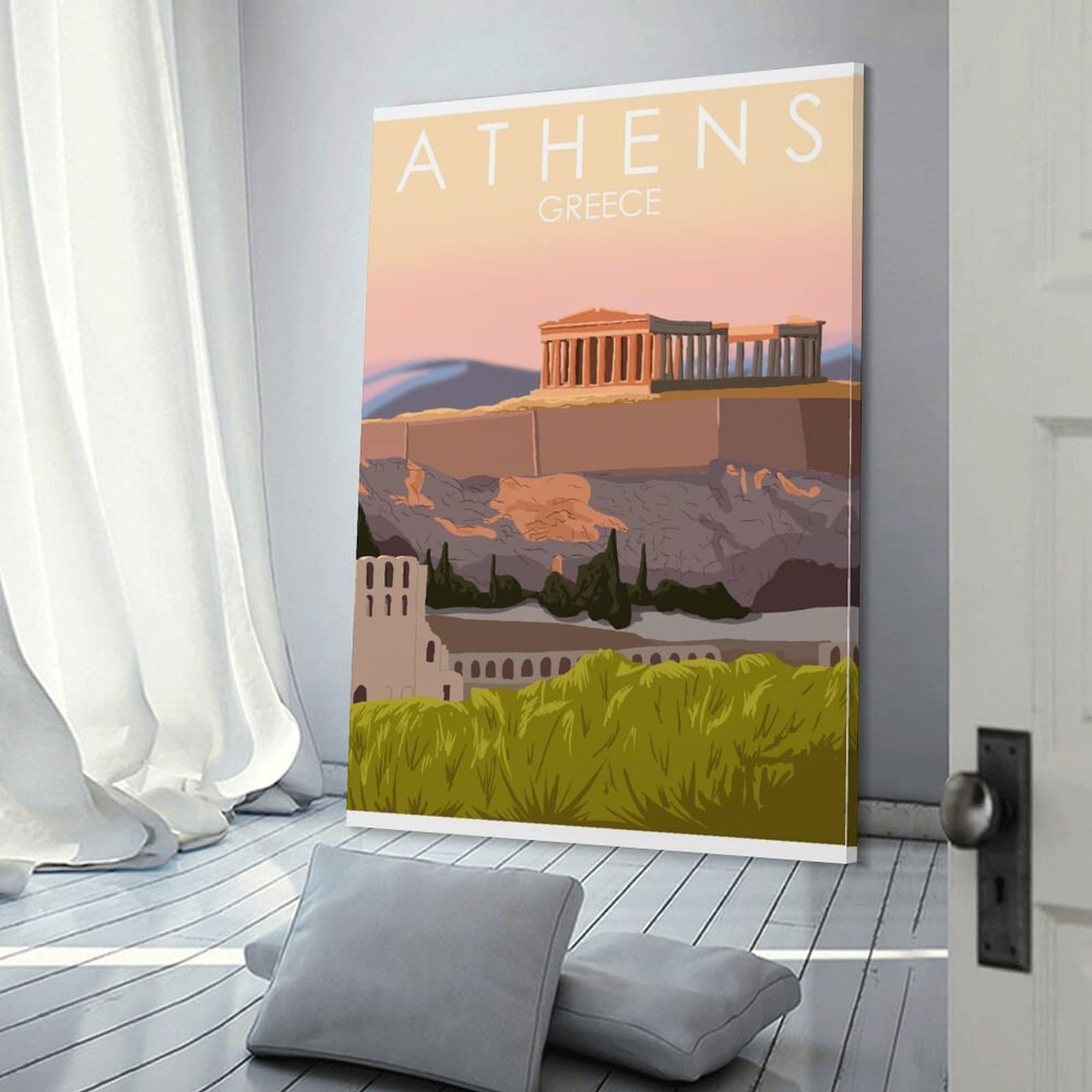 Junmoney Athens(6) Canvas Wall Picture 20x30inch(50x75cm), for Living Room, Bedroom Or Apartment Walls, Modern Wall Decor for Cosy Interiors