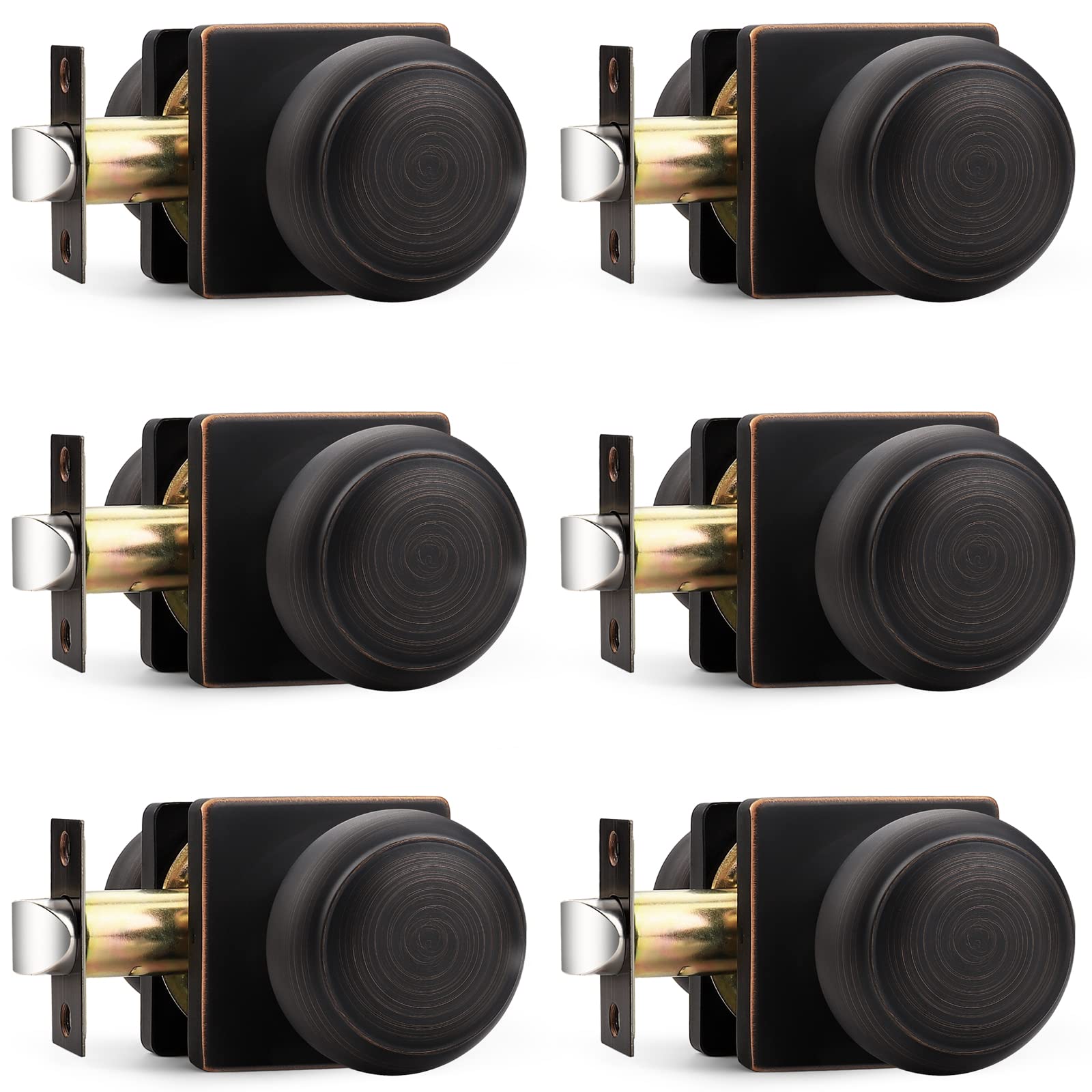 Brushed Nickel Passage Door Knobs - 6 Pack -21