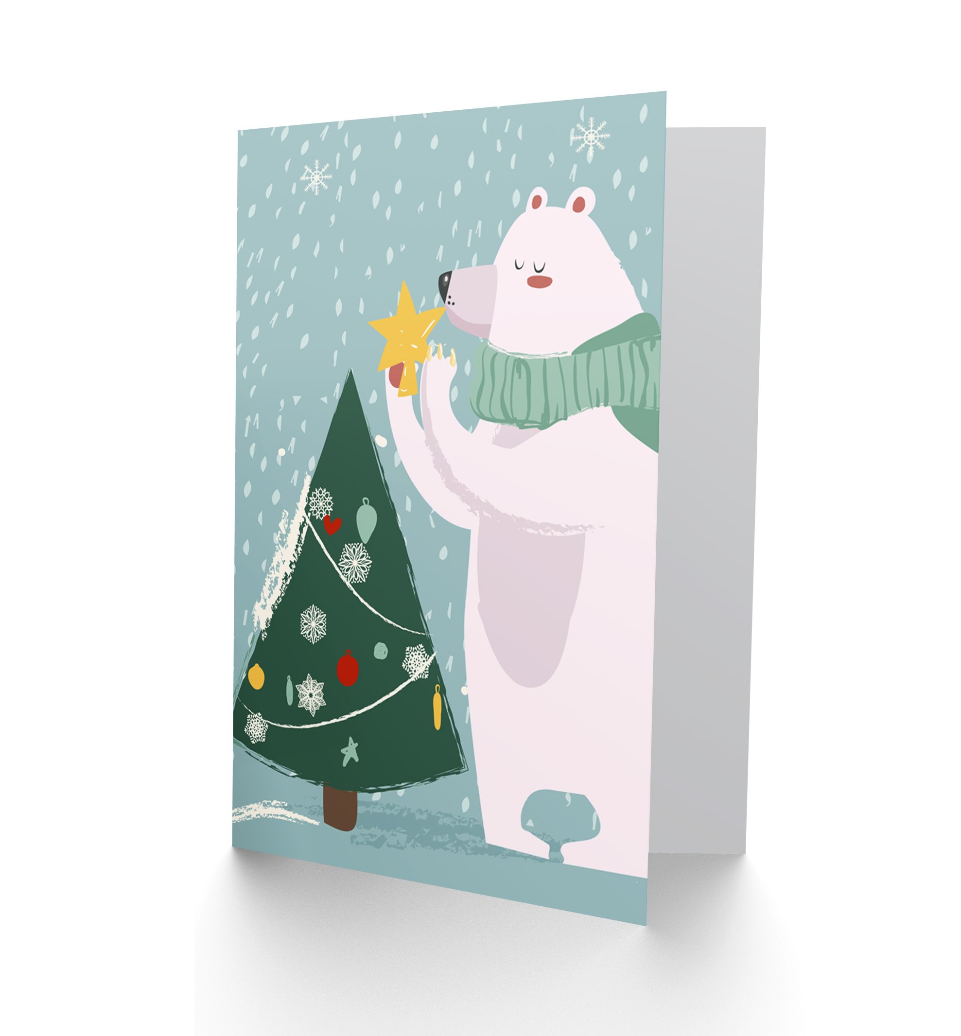 Wee Blue Coo Polar Bear Christmas Tree Christmas Greetings Card