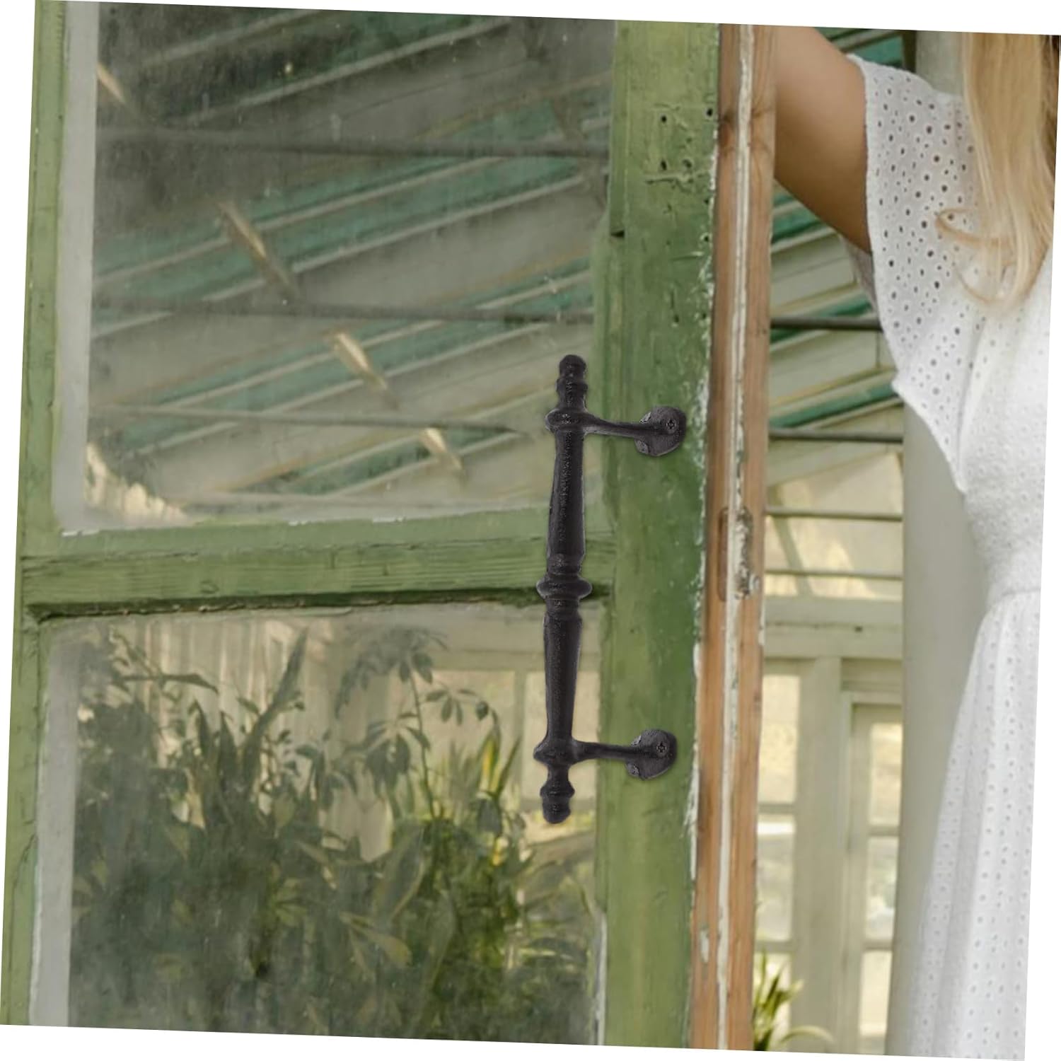 Solid Iron Door Handle Heavy Duty Outdoor Gate Handles Vintage Furniture Hardware Easy Install for Garden Gates