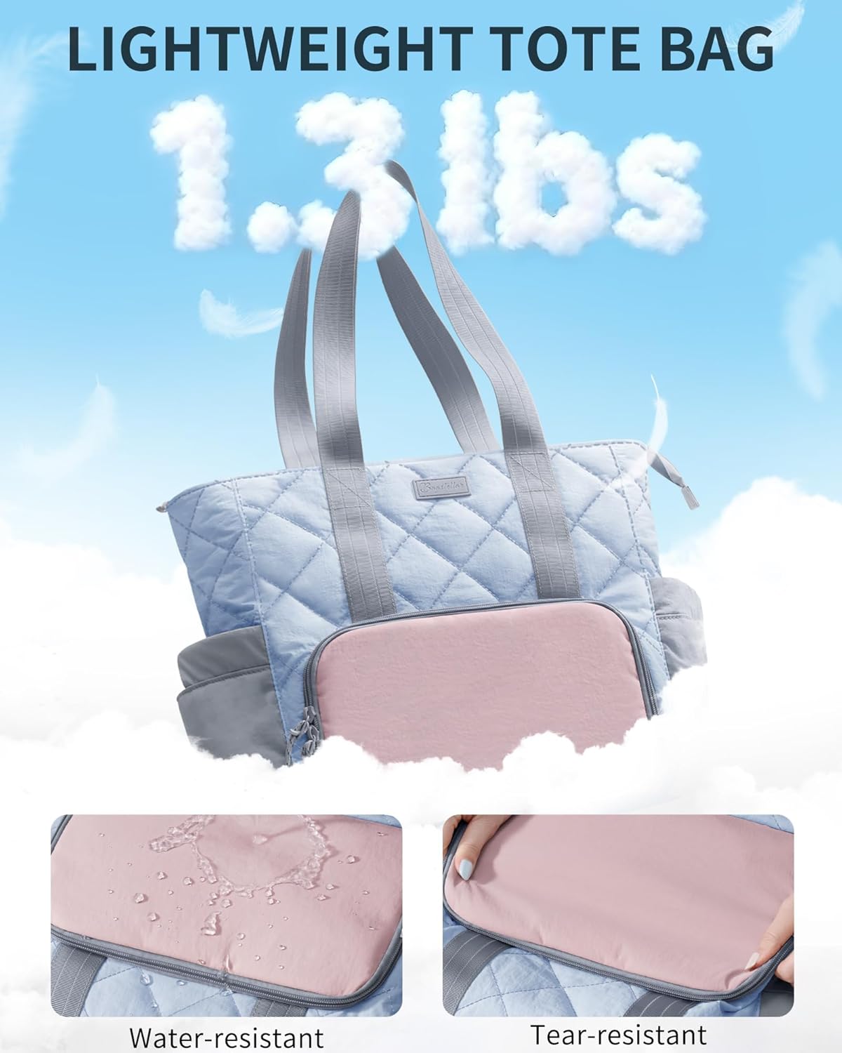 Puffer Lunch Tote Bag for Women, 15.6 Inch Laptop Work Bag with Insulated Lunch Compartment & Large Cup Holder, Lightweight Quilted Puffy Lunch Box Purse for Teacher Nurse Travel Office Daily School