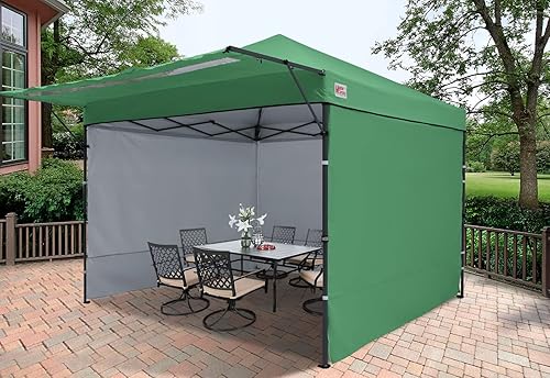 Miniatura 6 de MASTERCANOPY Tienda de campaña desplegable de 10 x 10 pies con toldo y paredes laterales, color verde bosque