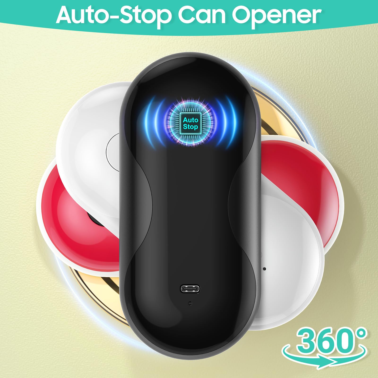 Electric Can Opener, Auto-Stop, Rechargeable, Side-Cut Smooth Edge, Hands Free Automatic Can Opener for Seniors & Arthritis Patients (Orange) — view 3