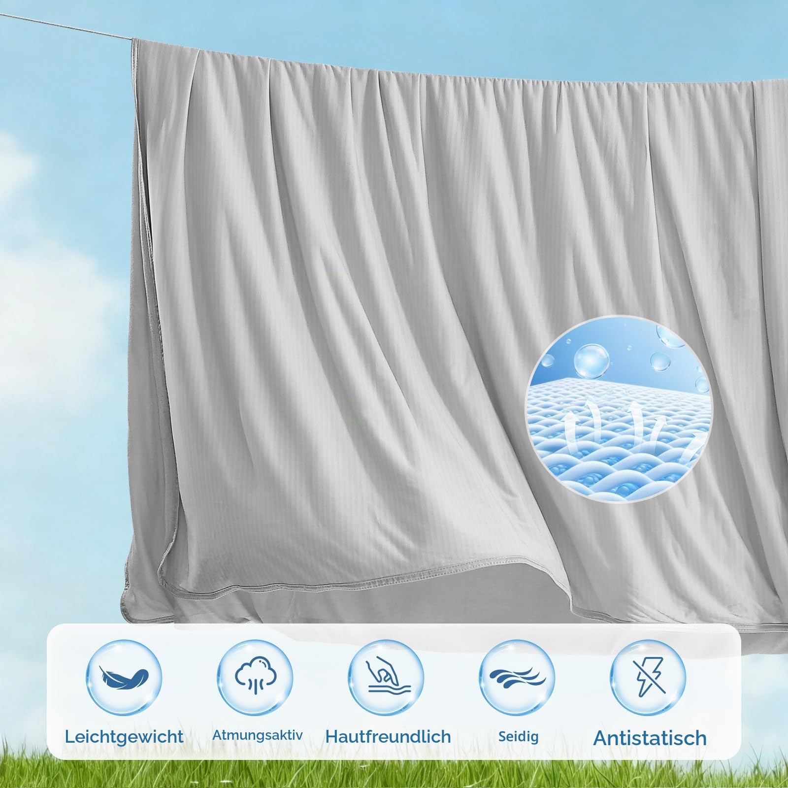 Luxear Kühlende Sommerdecke 150x200cm, dünne leichte Kühldecke Kuscheldecke aus Japanische Arc-Chill Q-Max 0,5 Kühlfaser+100% Bambusfasern, Wohndecke Sofadecke Reisedecke Couchdecke