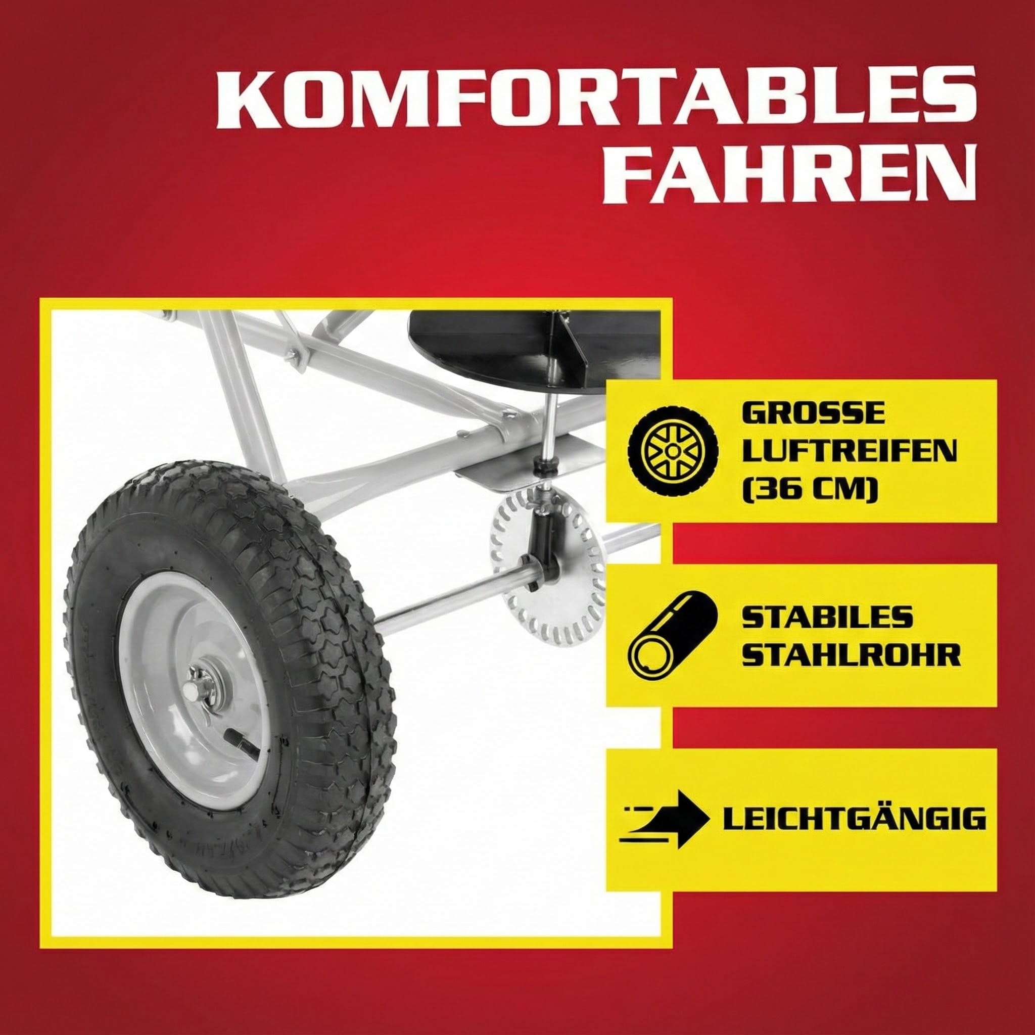 HECHT Ganzjahres Streuwagen 60 L – Düngerstreuer & Salzstreuer | Schleuderstreuwagen mit 3,5 m Streubreite – Rasendüngerstreuer für Sommer, Winter, Garten, Rasen und Gehwege