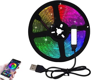 5V USB RGB LED Strip Light Black PCB 5050 30LEDs/M Remote Control Decor Tape TV Backlight 0.5M 1M 2M 3M 5M 10M(Waterproof IP65,Lavender_2M)