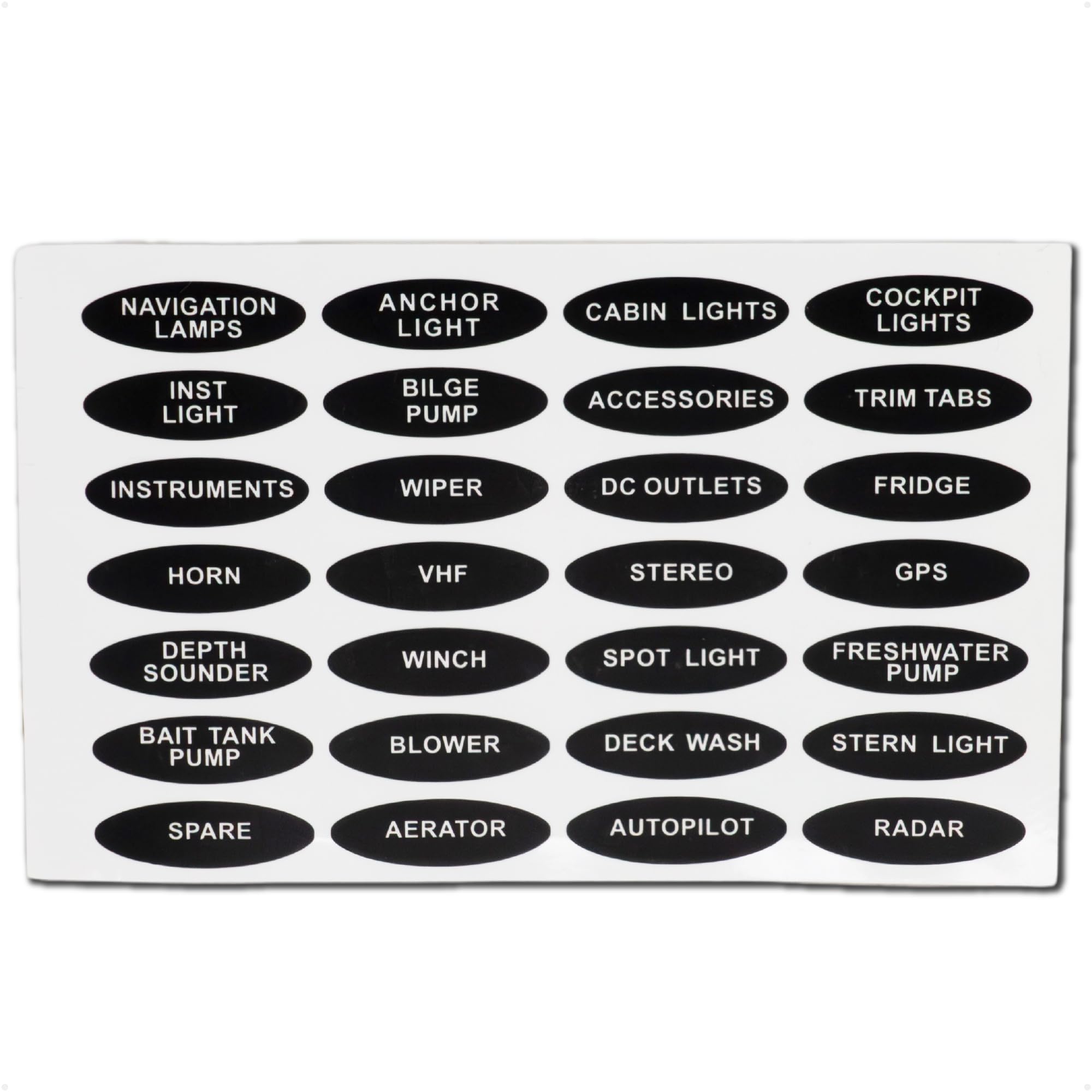 Five Oceans Boat Switch Panel Labels, 28 Pcs per Sheet, Marine Boat Dash Board Instruments Decal, Waterproof Rocker Switch Circuit Panel Sticker for Boats, RVs, Caravans - FO3929