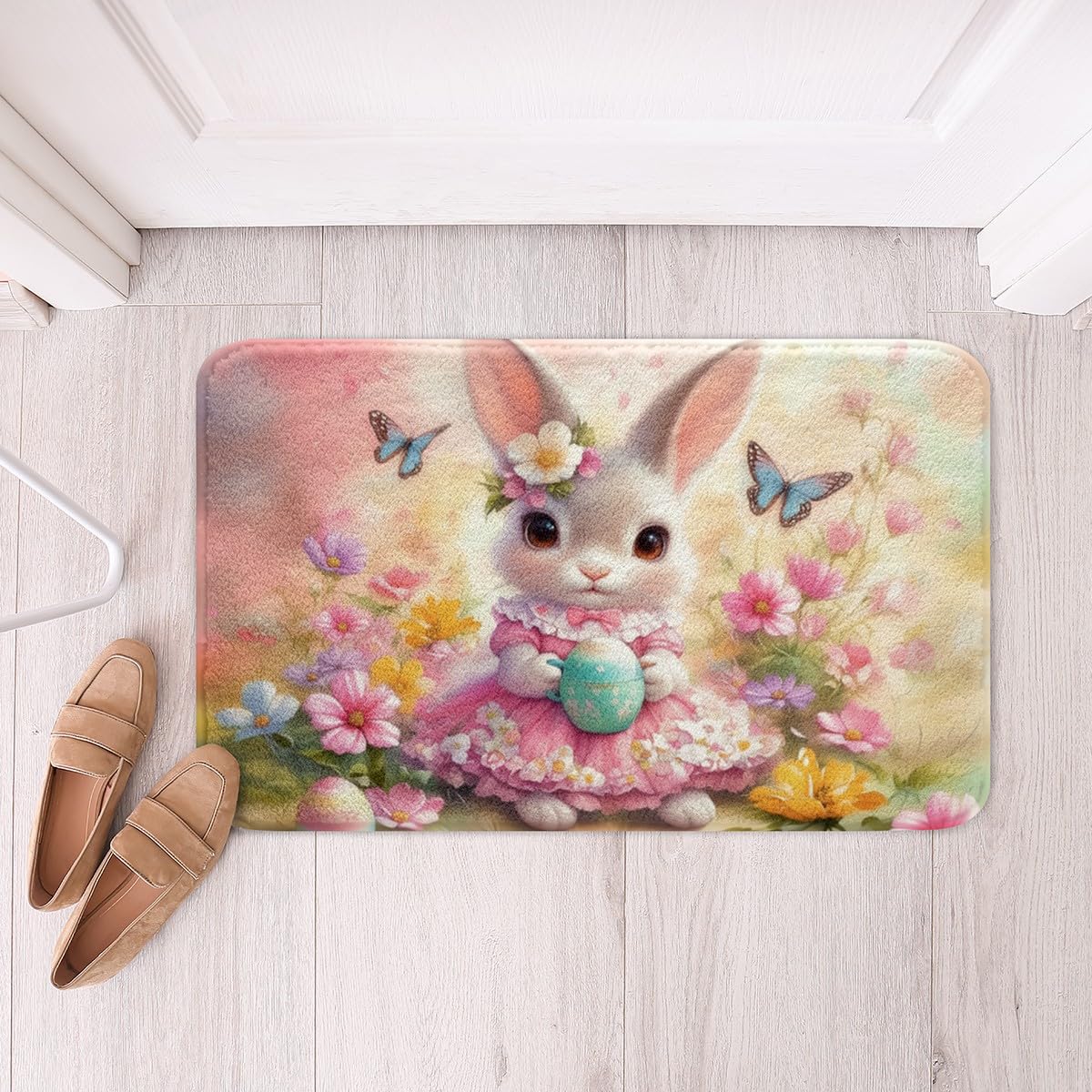 Tapis de bain lapin rose floral 40 x 60 cm Loussiesd douche princesse