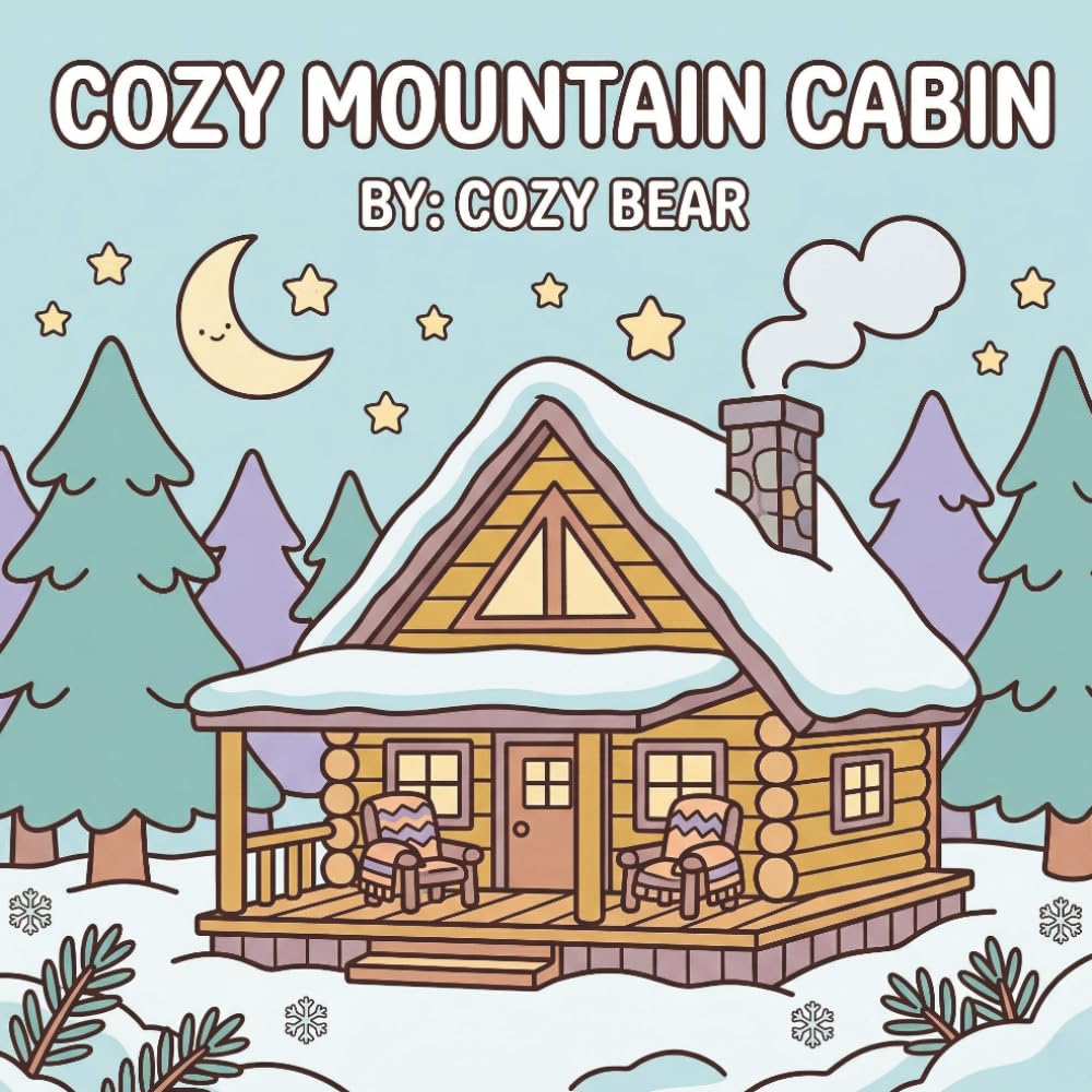 Cozy Mountain Cabin: A Bold and Easy Coloring Book: Simple Retreats, Rustic Nooks, and Cute Snowy Forest for Relaxation and Stress Relief (Cozy Bear Bold & Easy Coloring Book Series)