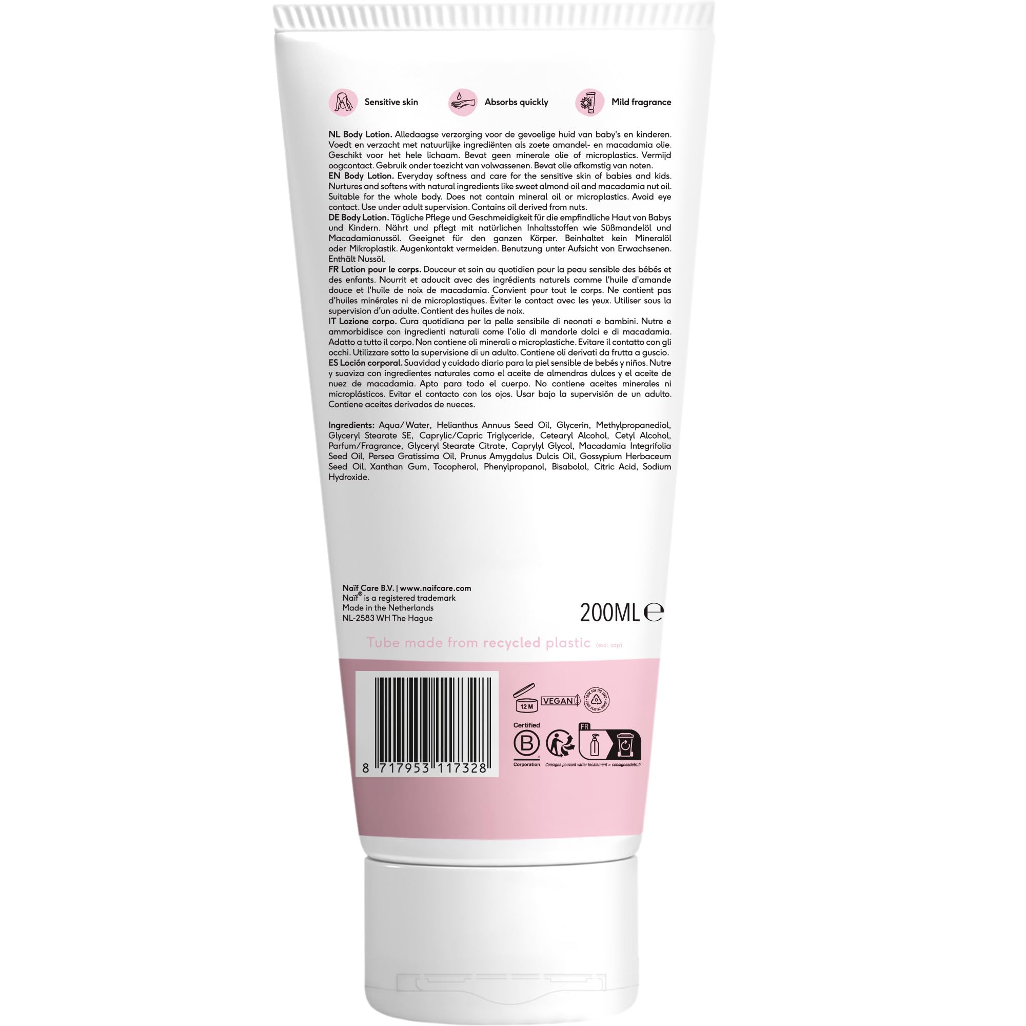 Naïf Lozione corpo nutriente per neonati e bambini 200 ml