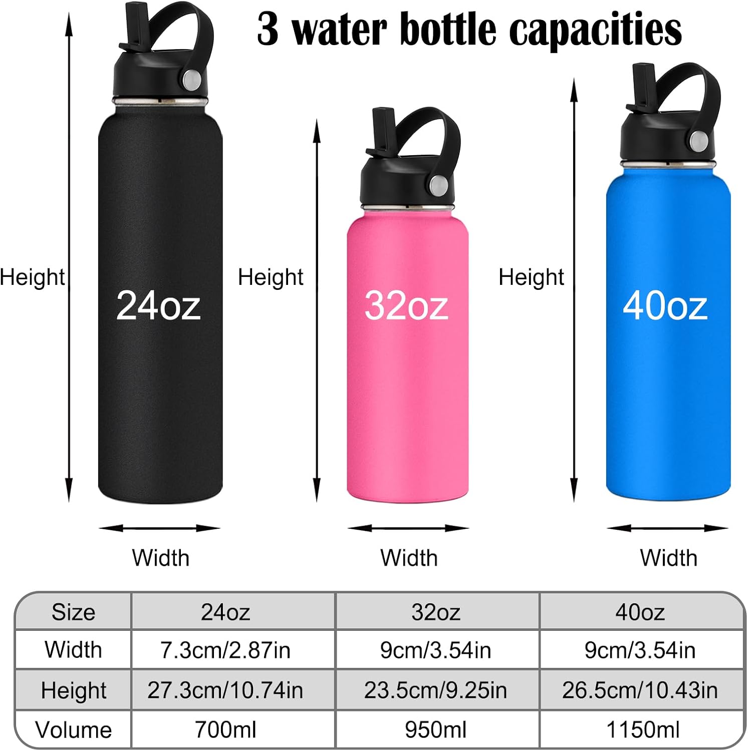 Personalized Water Bottles with Straw Lid 24/32/40oz Custom Engraved Name Logo Stainless Steel Insulated Bottles Customized Gift for School Sport Gym Work - Image 6
