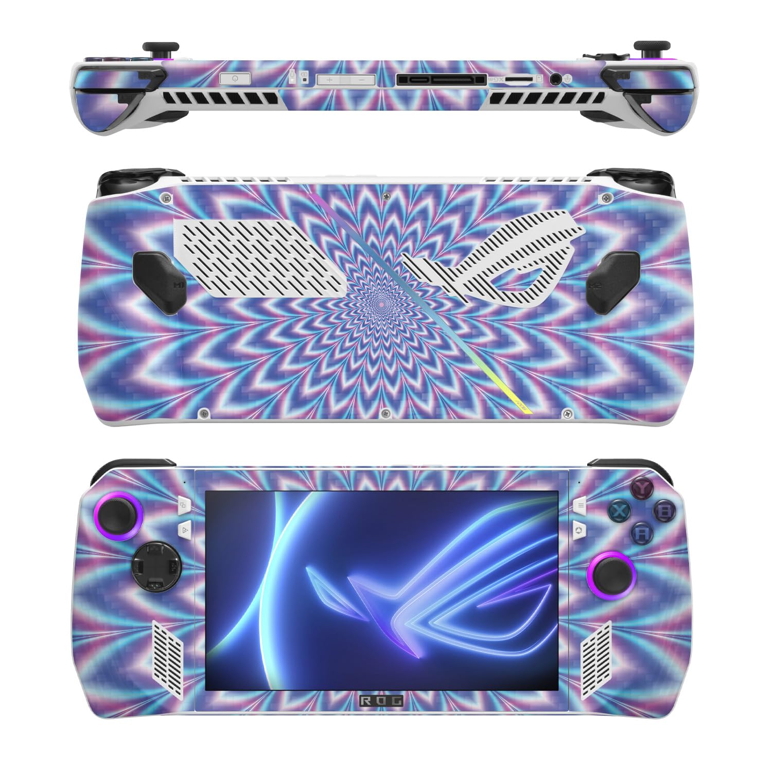 MightySkins Carbon Fiber Skin Compatible with Asus ROG Ally - Jitter Illusion | Protective, Durable Textured Carbon Fiber Finish | Easy to Apply