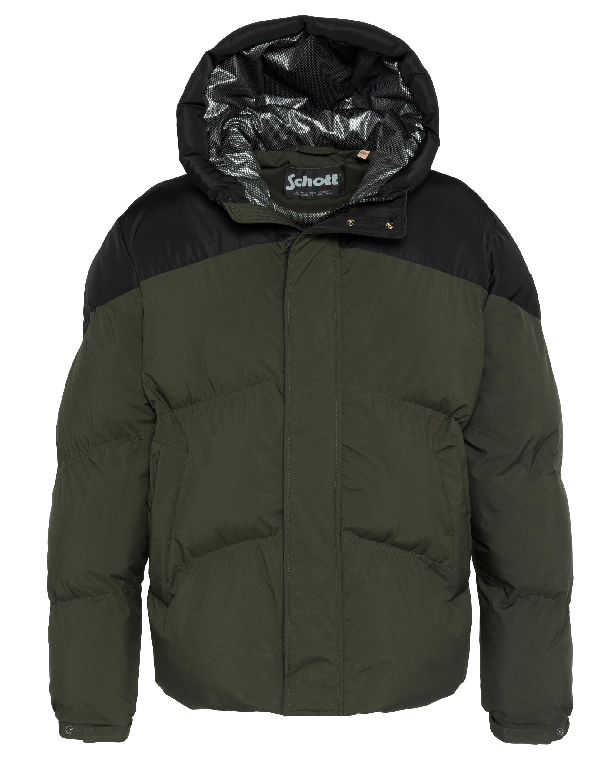 Schott NYC Ethen-Kaki/Noir-m Doudoune, Verde, M Uomo
