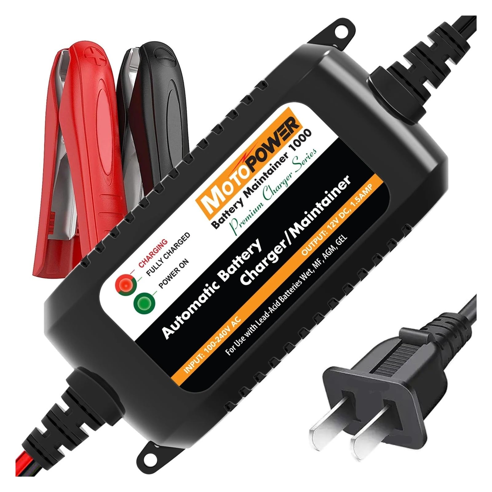Chargeur de Batterie, Chargeur/mainteneur de batterie intelligent entièrement automatique 12 V 1,5 A for voiture, camion, bateau et moto