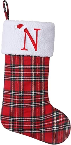 Miniatura 92 de Calcetines de Navidad bordados con monograma inicial de 20 pulgadas, decoración de Navidad, calcetines personalizados, decoración de temporada Negro