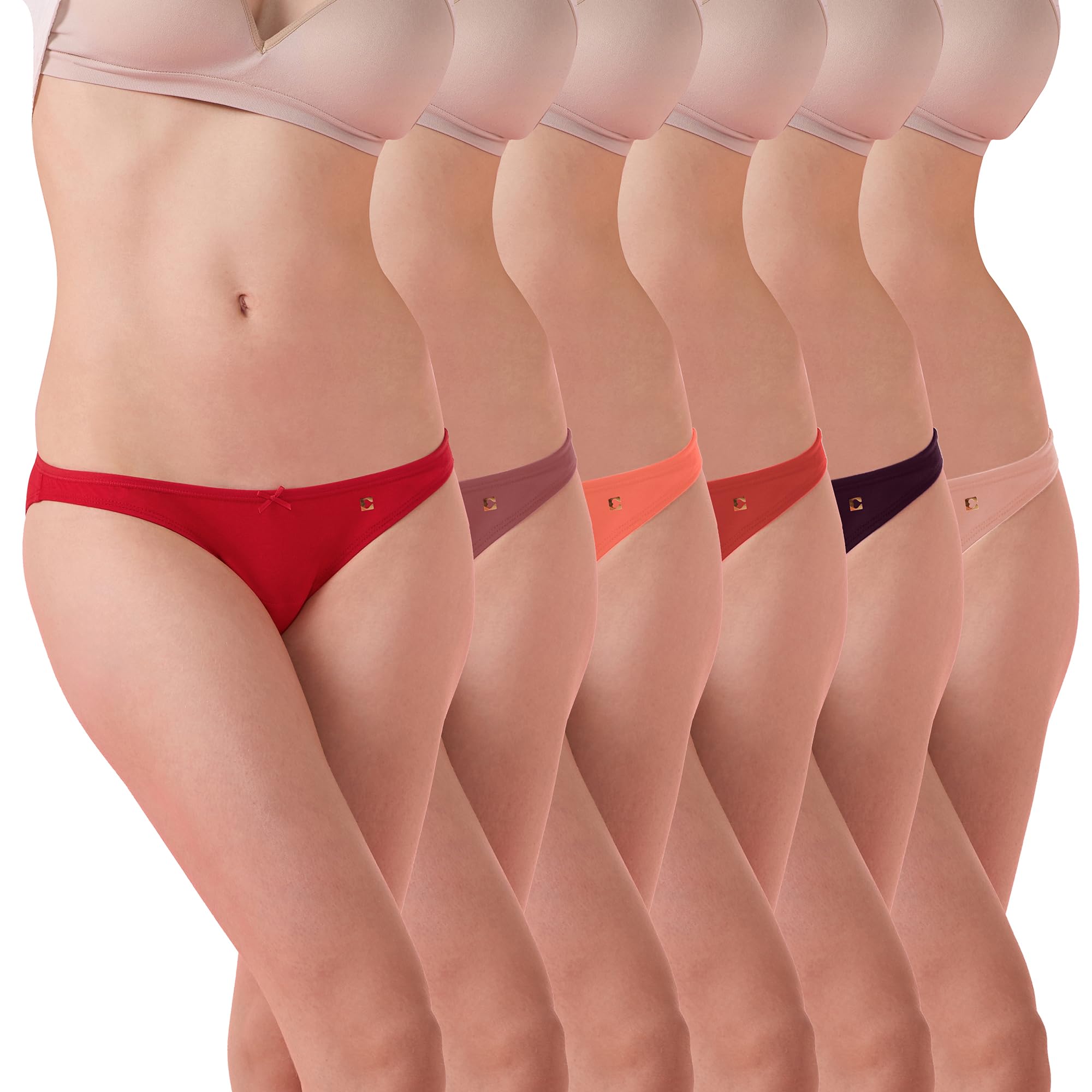 Women's Cotton Blend Classic Solid Briefs (Pack of 6) (CB17_Multicolorsolid