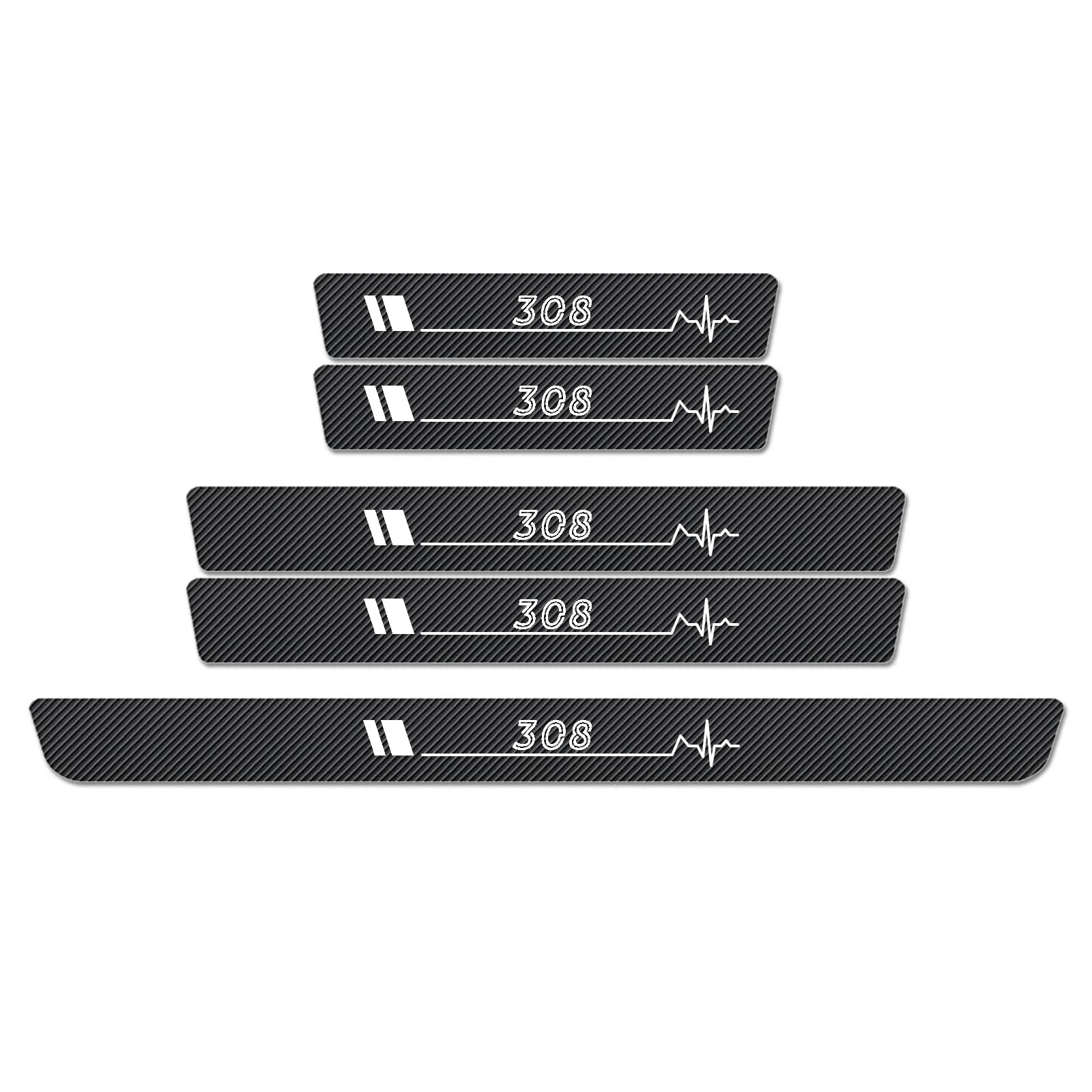 WXH97F Car Door Sill Protector Scuff Plates for Peugeot 308 2001-2015 Hatchback, Carbon Fibre Effect Door Step Guard, Rear Boot Bumper Strip, Self-Adhesive Anti-Scratch Protection Sticker
