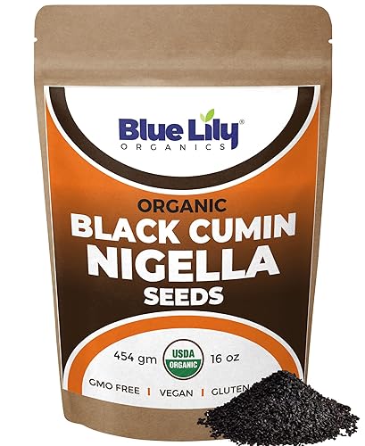 Blue Lily Semillas negras naturales orgánicas Nigella Sativa Certificado Orgánico