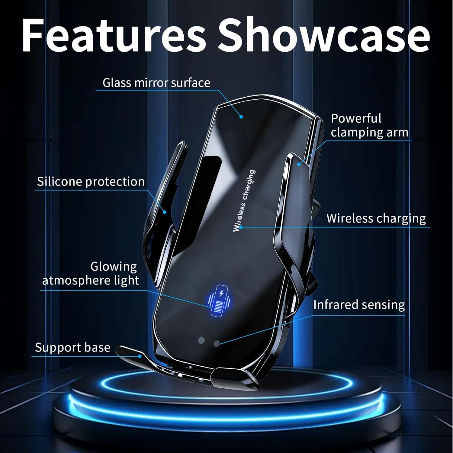 Car Phone Holder for Ford F-150 2015–2020, 15W Fast Wireless Charging Auto-Clamping Vent Phone Mount, 360° Adjustable Wireless Charging Cradle, Fits Air Vents with Silver Trim, Ford F-150 Accessories