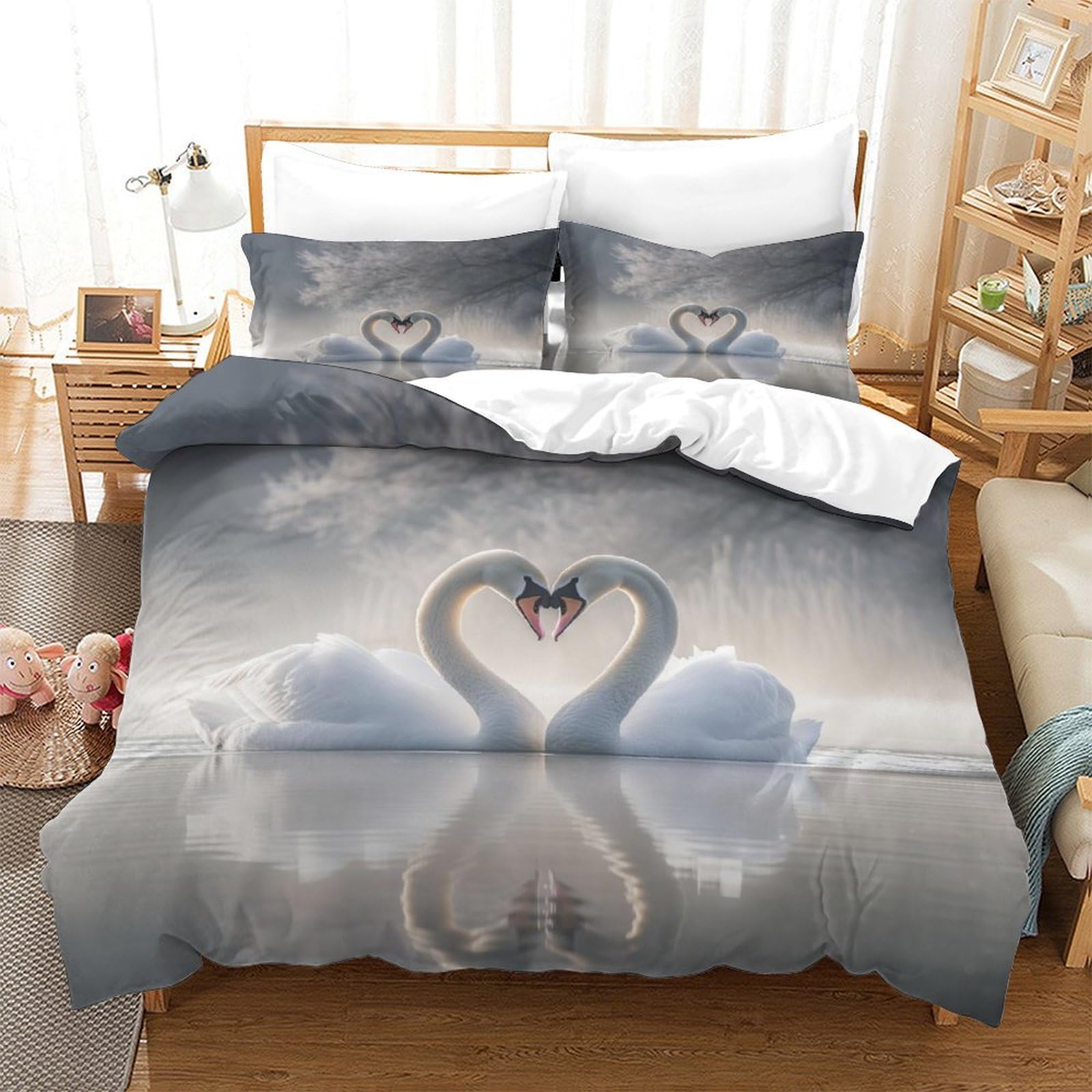 Housse de couette 3 pièces 3D avec taie d'oreiller imprimée pour parure de lit enfant super king