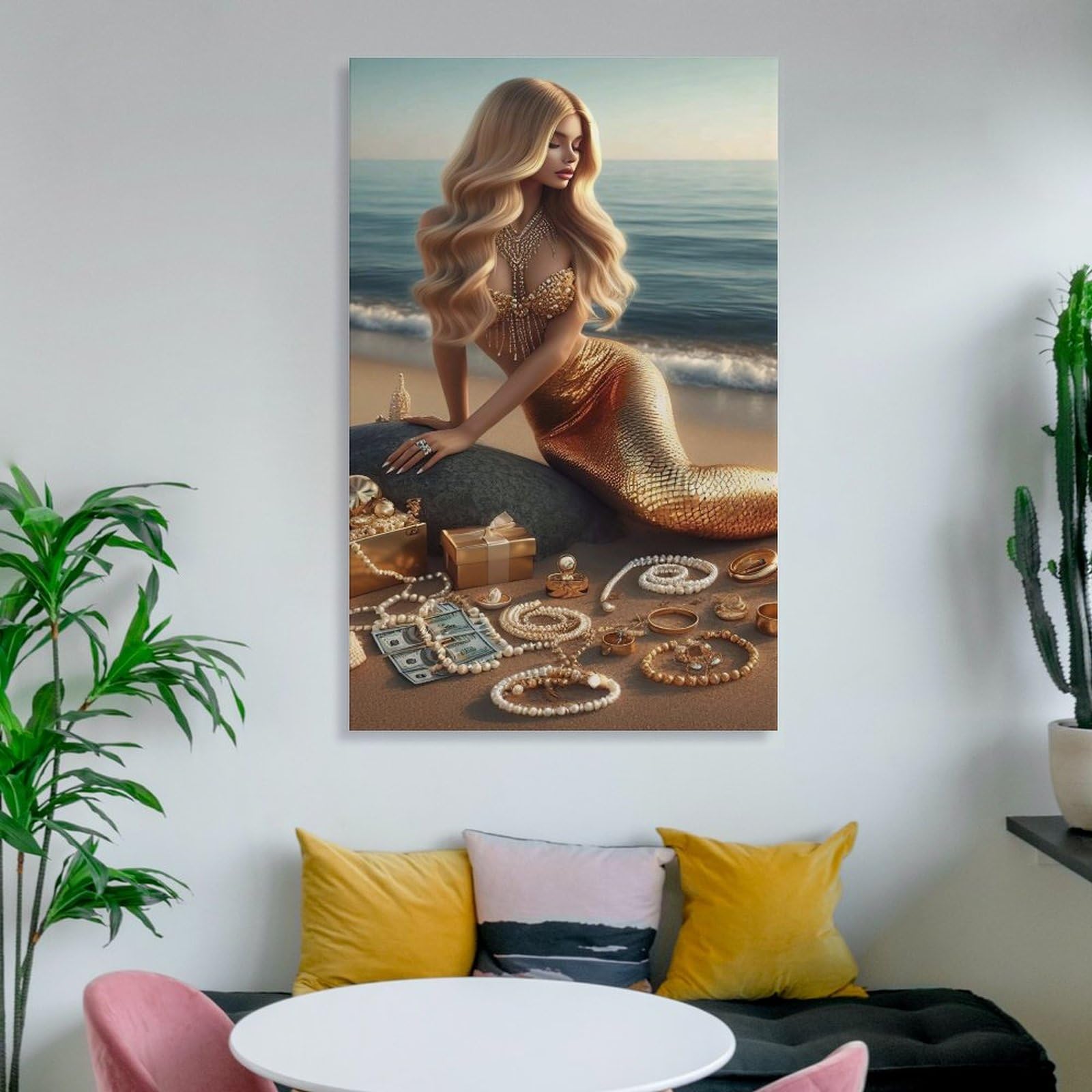 Amazon.com: AAHARYA Mermaid And Pearl Poster Money Wealth Wall Art