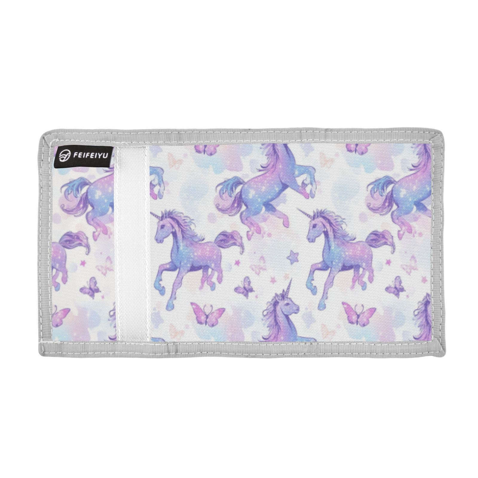 Wusikd Unicorns Kids Wallet for Boys Girls Butterfly Toddler Trifold Wallet Novelty Wallet for Teens Women Men