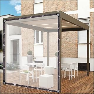 Rideaux de terrasse transparents et imperméables pour pergola, protection solaire, panneaux latéraux, 4 x 2,5 m, parfaits pour la protection solaire et le jardin