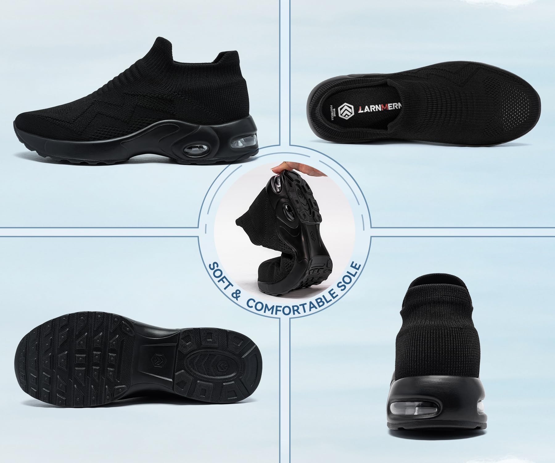 LARNMERN Zapatillas de Seguridad Mujer Sin Cordones Punta de Acero Calzado de Trabajo Ligero Respirable