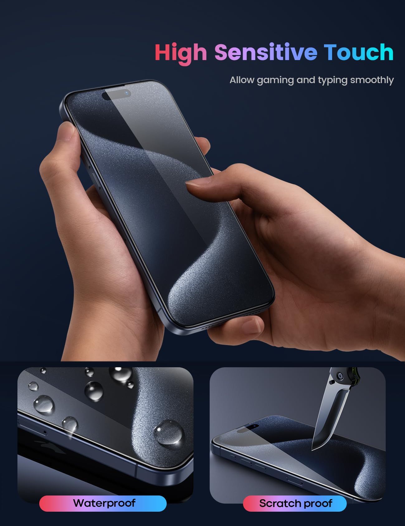 Lamicall Vetro Temperato per iPhone 15 Pro Max, [2 Pezzi] Pellicola Protezione Schermo Anti-Graffio, Durezza 9H, Anti-impronte, Ultra Trasparente, Senza Bolle, con Strumenti di Installazione Facile