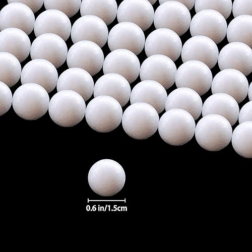 Miniatura 3 de Paquete de 200 bolas de espuma en blanco de 0.6 pulgadas para decoración artística, bolas de espuma pequeñas de poliestireno para esferas de Pascua