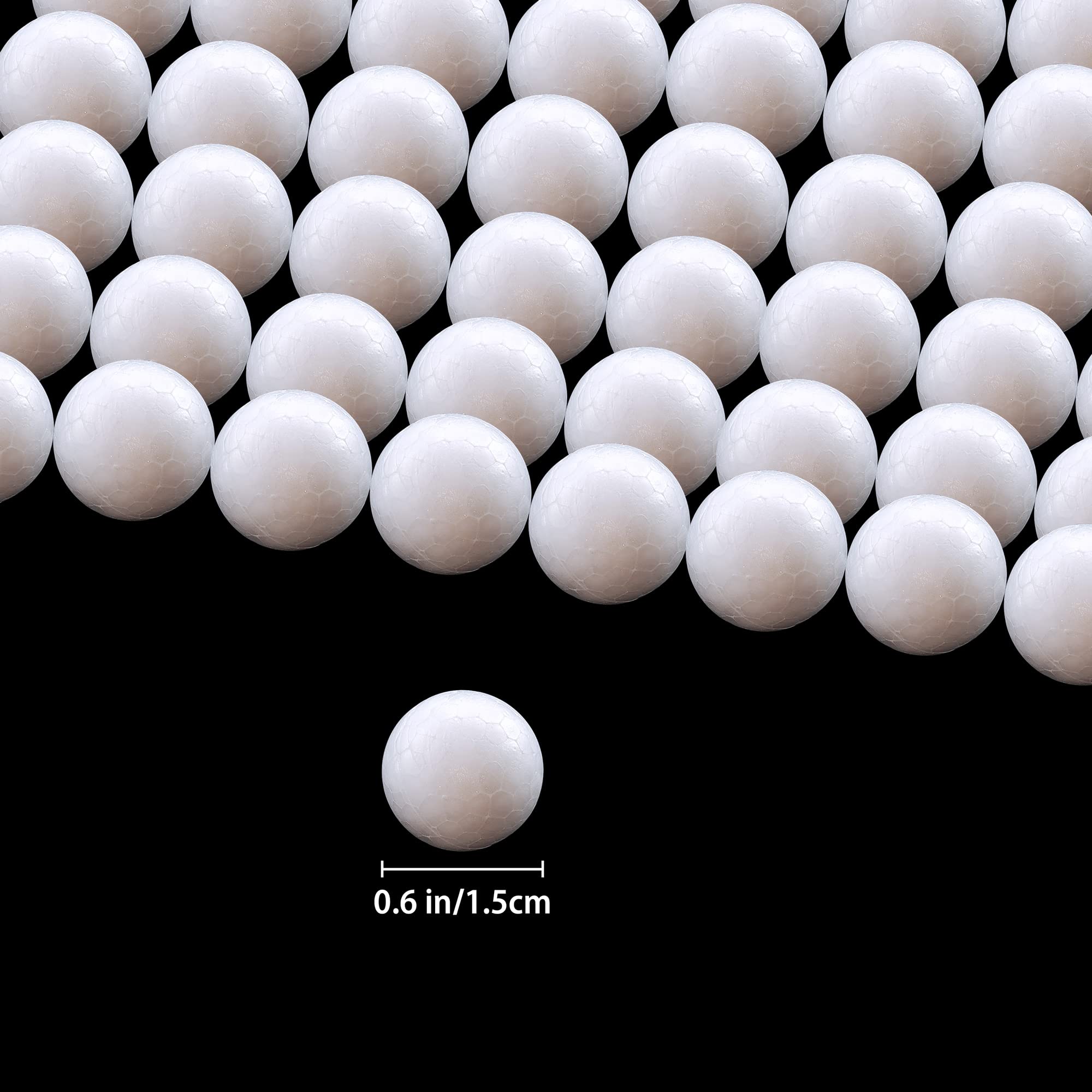 Confezione da 200 palline di schiuma vuote da 0,6 pollici per decorazioni artistiche in polistirolo, piccole palline di schiuma per sfere di Pasqua, per progetti fai da te scolastici