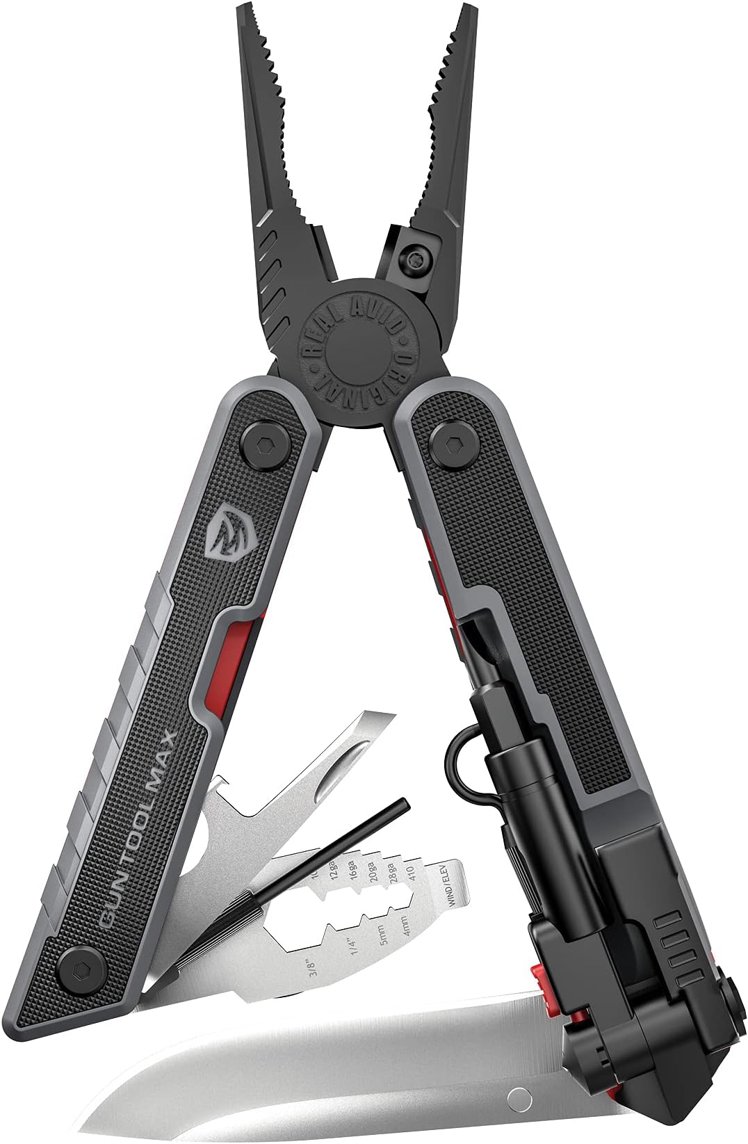 Gun Tool Max, 37-in-1 Multitool for Gunsmithing, Includes Pliers, Wire Cutters, Knife Blade, Universal Choke Wrench, Bits, Wrenches & Sheath, Perfect EDC Tool for Hunting & Gun Owners black