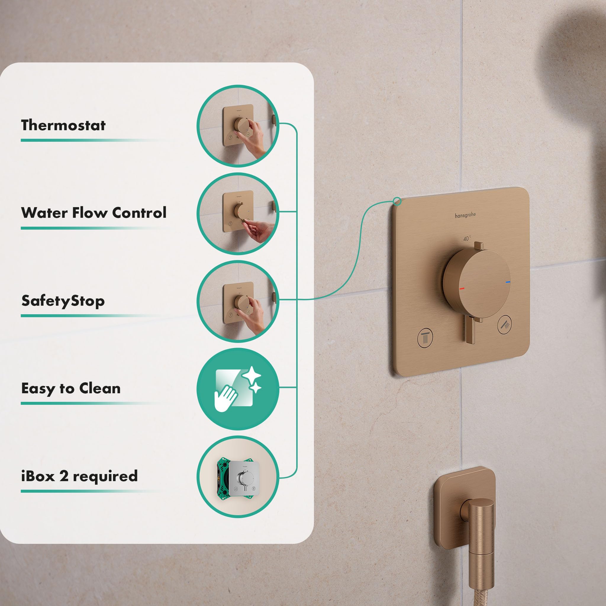 hansgrohe Ecostat Comfort Q - termostat prysznicowy podtynkowy, armatura prysznicowa z blokadą bezpieczeństwa (SafetyStop) w temperaturze 40°C, termostat do prysznica, bateria mieszająca dla 2