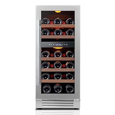 Ca'Lefort Wine Fridge & Cooler - 24 Inch 46 Bottle Wine Cooler Refrigerator, 40-65°F Dual Zone Wine Refrigerator Glass Door, 3 LED Built-in or Freestanding Fridge for Home/Bar/Kitchen (5.65 cu.ft)