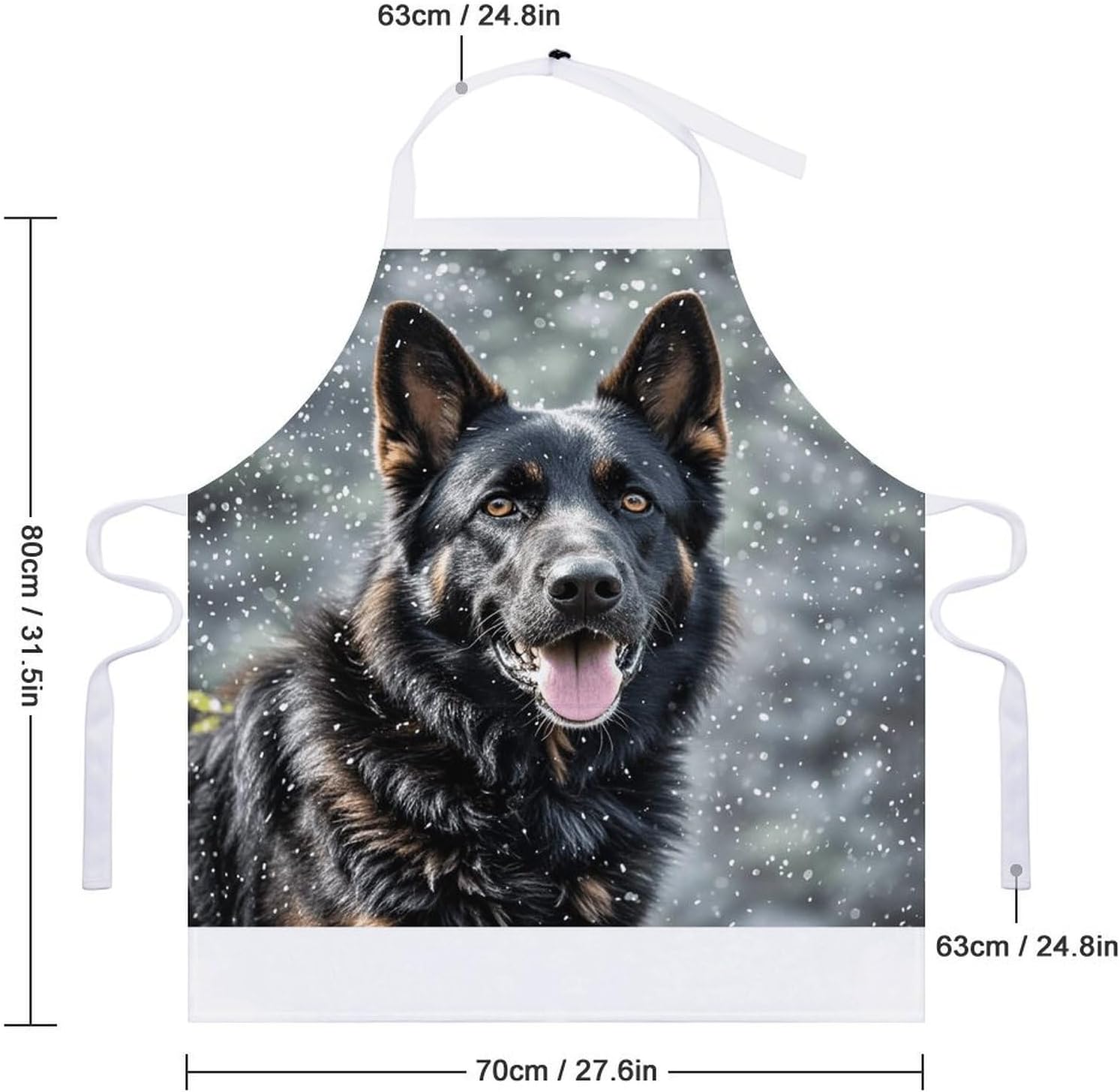Black German Shepherd Dog Chef Aprons with Pockets Personalized Adjustable Bib Apron for Men Women Fashion Waterproof Cooking Aprons Cute Funny Kitchen Apron for Work Home&Gift