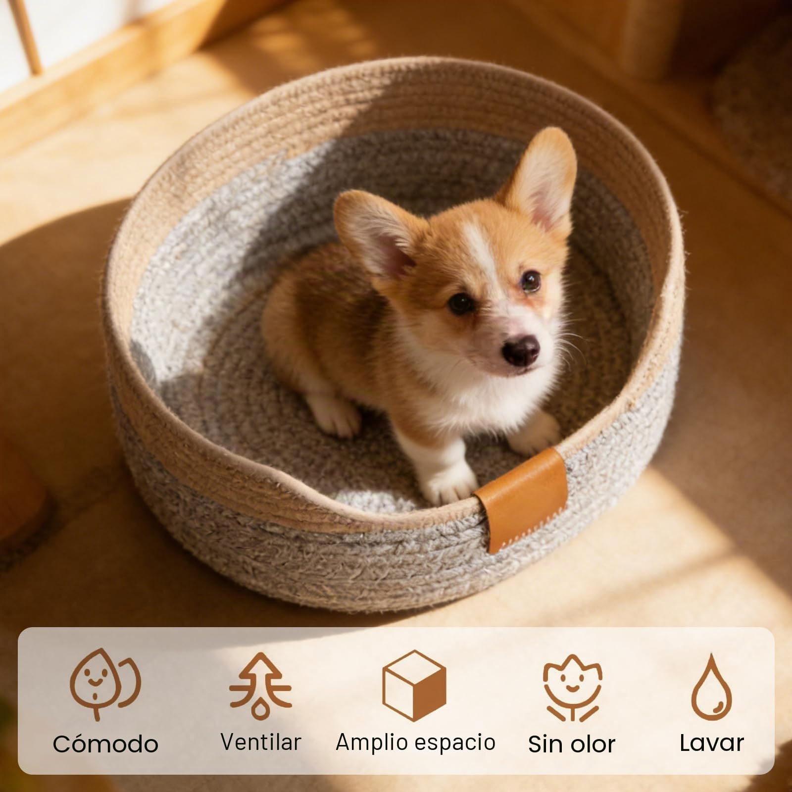 GOMETY Cama para gatos lavable, 50 x 15 cm, cesta para dormir de cuerdas de algodón, cama redonda para mascotas, cama para gatos, cesta para gatos, cama para gatos, nido para gatos, cama para perros