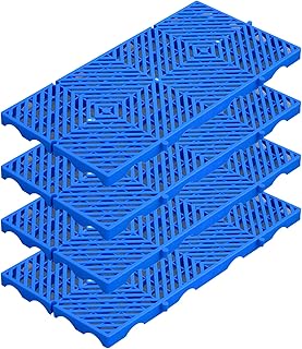 LYXXW Paletas Plástico Apilables Color Azul, 4 Unidades Almohadillas Rejilla Almacenamiento Livianas, Estantes Artículos Malla Ventilada para Garajes Cocinas,Twill,11.8 * 23.6 * 1.18 in