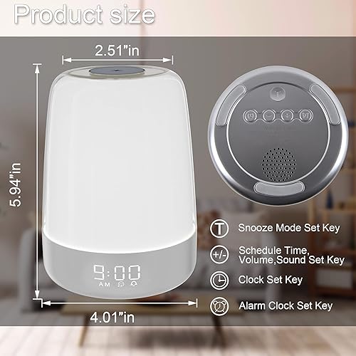 Miniatura 7 de winshine Touch Wake Up Night Light with Sunrise Simulation Alarm Clock, 3 Ways Dimmable Warm White Bedside Lamp for Kid Bedrooms RGB Ambient Table