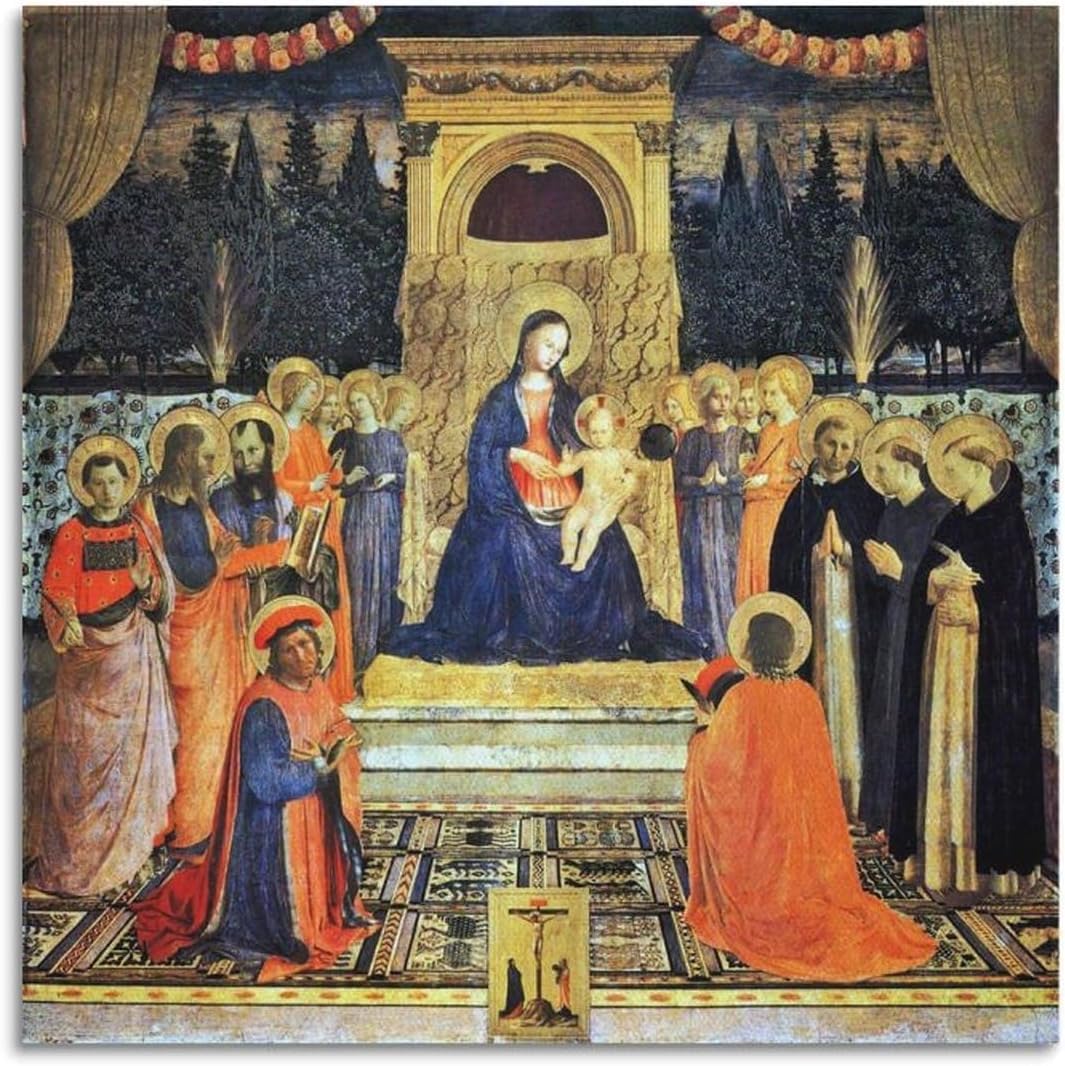 San Marco Altarpiece by Fra Angelico Painter Masterpiece Poster Canvas Painting Wall Art Decorative Picture Prints Modern Decor 16x16inch(40x40cm)